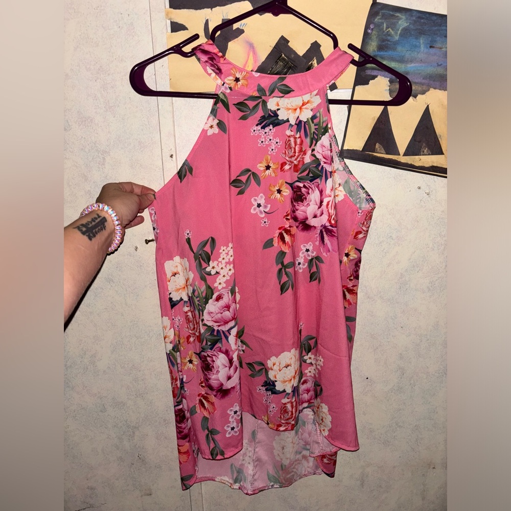 Pink floral boutique blouse